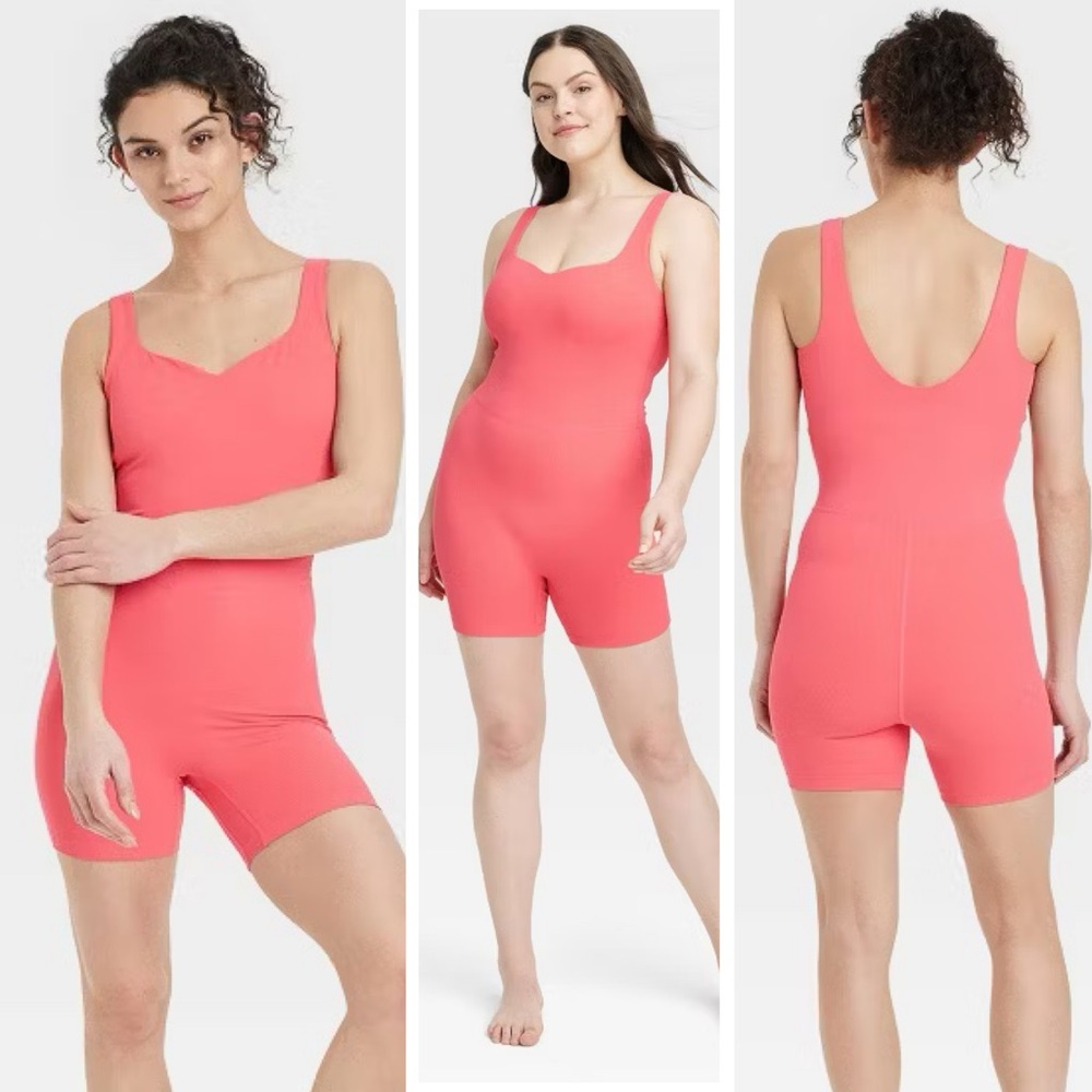 NWT! All In Motion Brushed Sculpt Rib Short Active Bodysuit